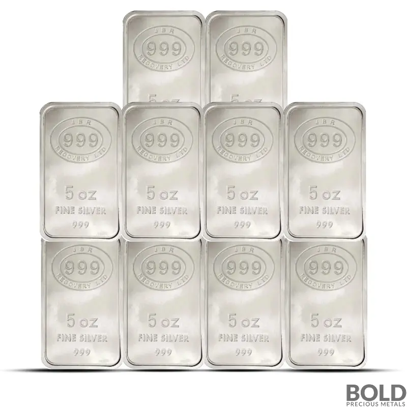 5 oz JBR Silver Bar (Lot of 10)