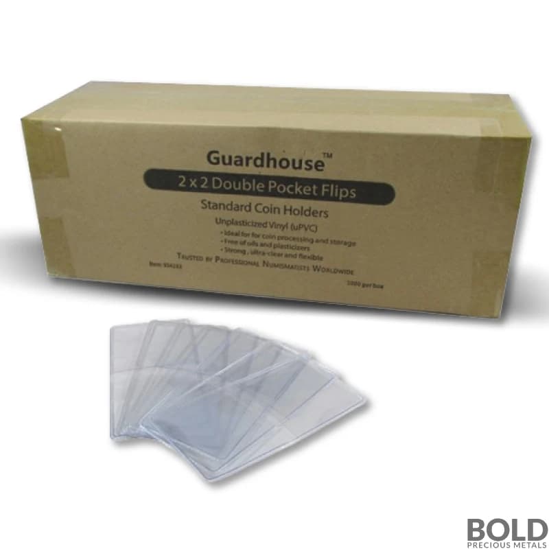 Guardhouse 2x2 Double Pocket Vinyl Protective Coin Flips - (no inserts)