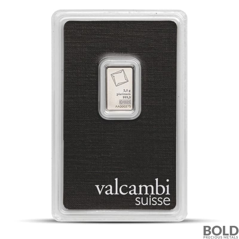 2.5 Gram Valcambi Platinum Bar