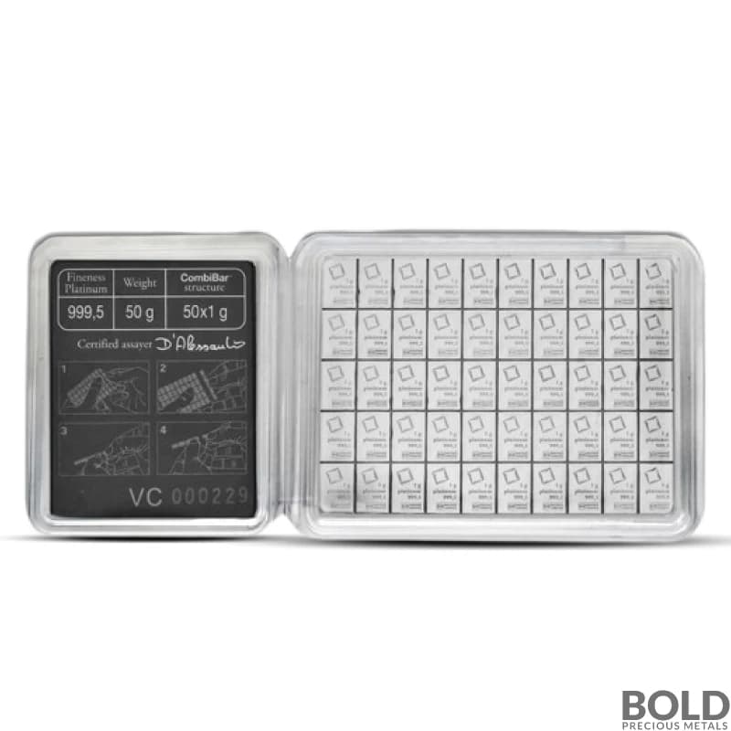 50x1 Gram Valcambi Platinum CombiBar (In Assay)