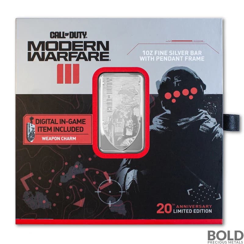 1 oz PAMP MWIII Call of Duty Silver Bar (In Bezel)