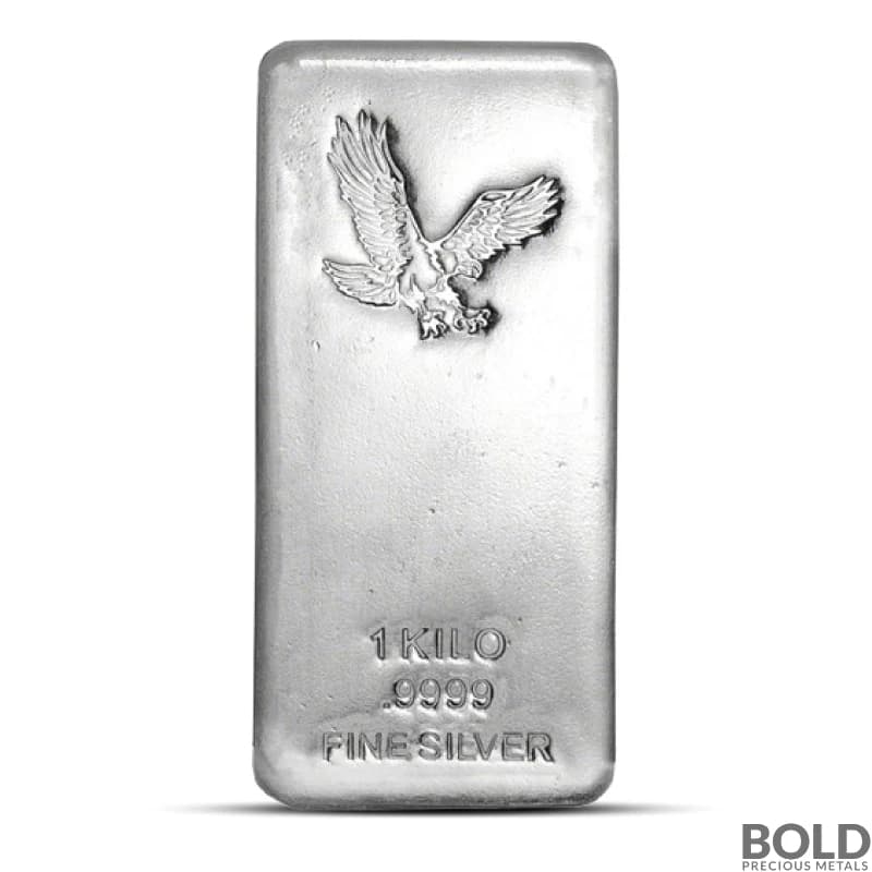 1 Kilo Eagle Silver Bar (Poured, CNT Minting)