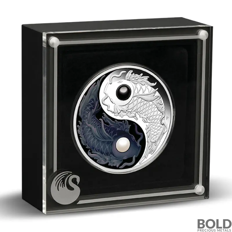 2024 5 oz Tuvalu Yin Yang Koi Silver Coin (Proof Colored)