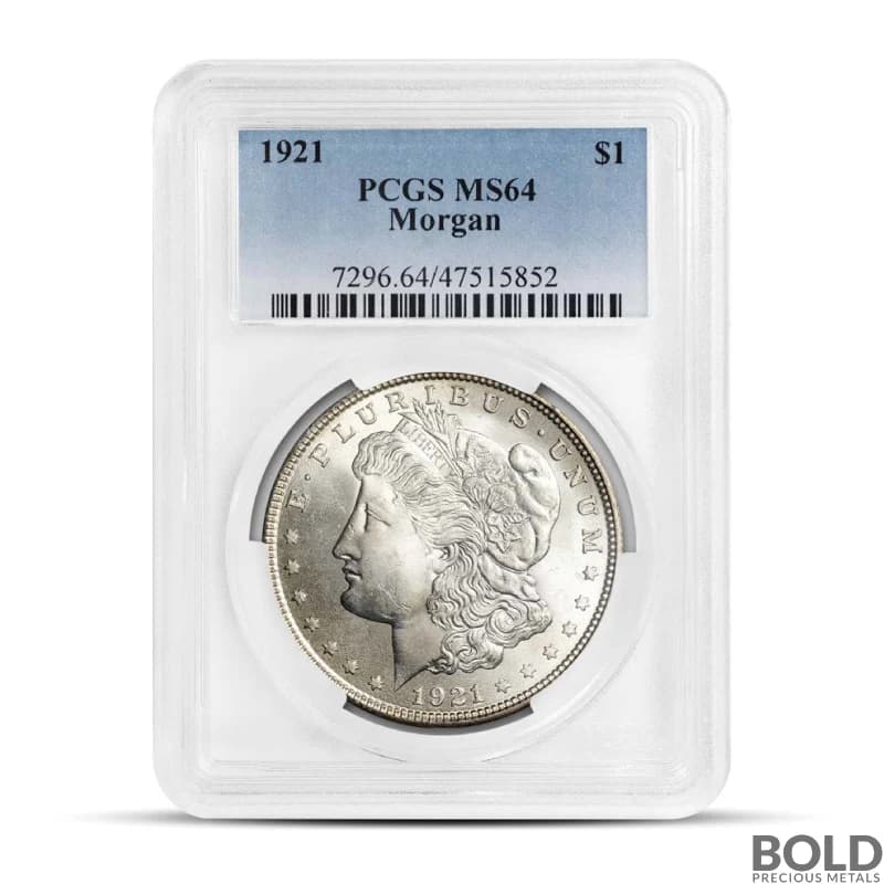1921 Morgan Silver Dollar (MS64, PCGS)