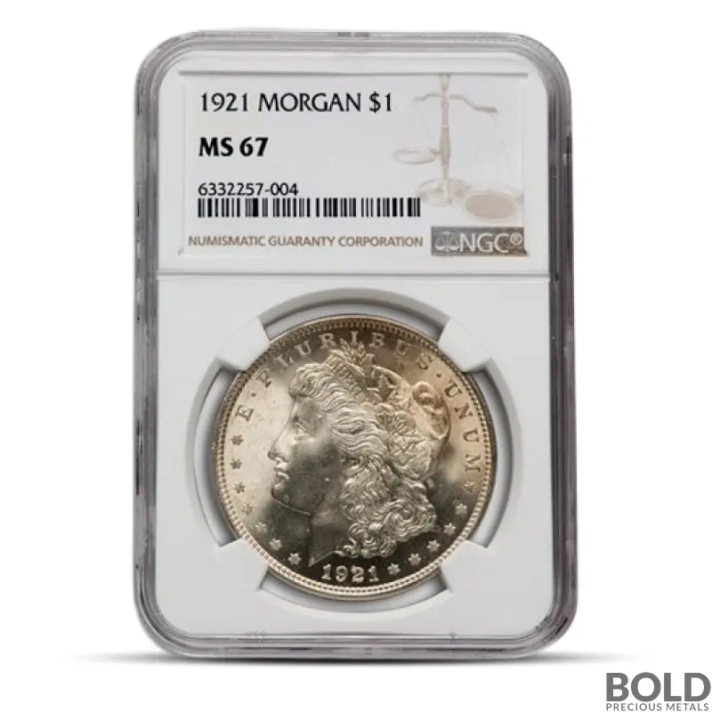 Pre-1921 Morgan Silver Dollar (MS67, NGC)