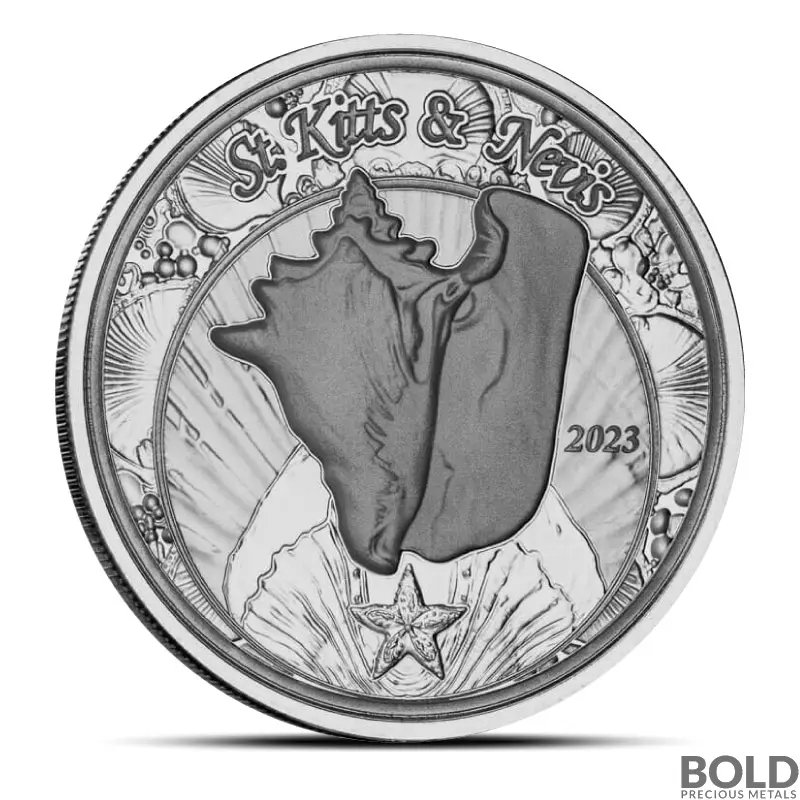 2023 1 oz EC8 St Kitts & Nevis Conch Shell Silver Coin (BU)