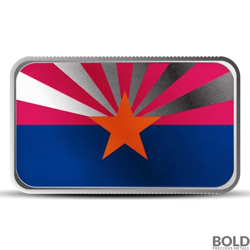 1 oz Arizona State Flag Silver Bar (Colored)