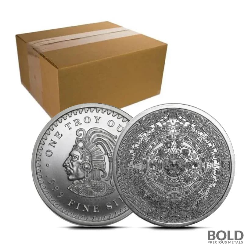 1 oz Aztec Calendar Silver Round - Box of 500
