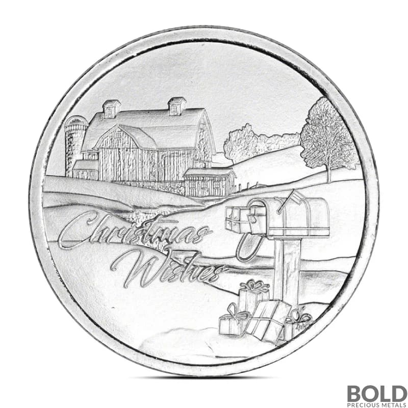 1 oz Christmas Barn Holiday Wishes Silver Round