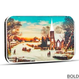 1 oz Christmas Morning Silver Bar (Color)
