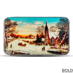 1 oz Christmas Morning Silver Bar (Color)