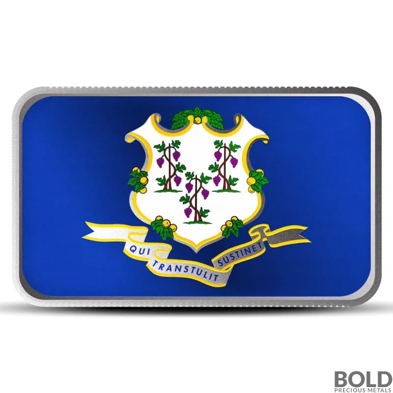 1 oz Connecticut State Flag Silver Bar (Colored)
