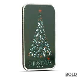1 oz Evergreen Christmas Tree Silver Bar (Color)