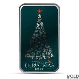 1 oz Evergreen Christmas Tree Silver Bar (Color)