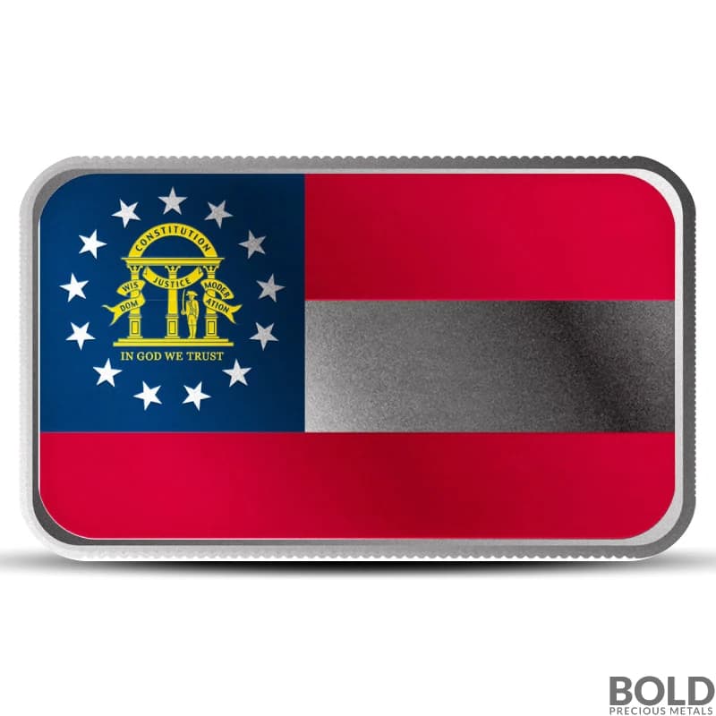 1 oz Georgia State Flag Silver Bar (Colored)