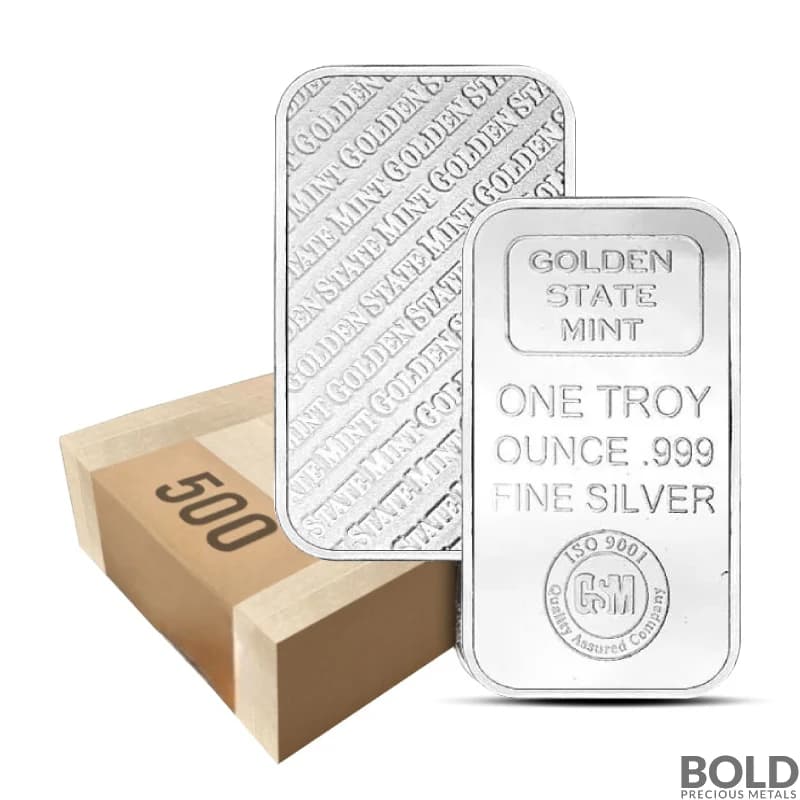 1 oz Golden State Mint Silver Bar - Box of 500