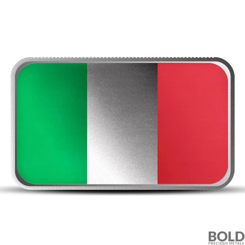 1 oz Italy Country Flag Silver Bar (Colored)