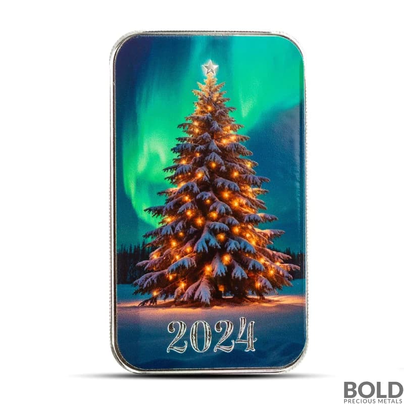 1 oz Lighting the Tree Silver Bar (Color)