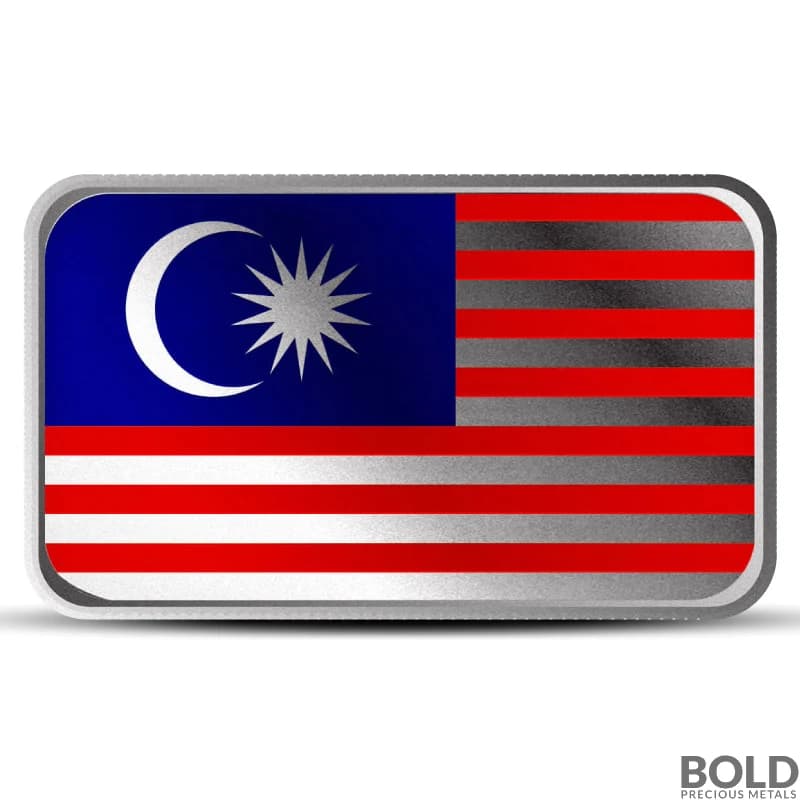 1 oz Malaysia Country Flag Silver Bar (Colored)