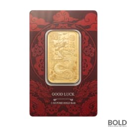 1 oz PAMP Good Luck Yellow Dragon Gold Bar