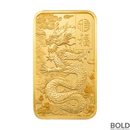 1 oz PAMP Good Luck Yellow Dragon Gold Bar