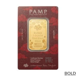1 oz PAMP Good Luck Yellow Dragon Gold Bar