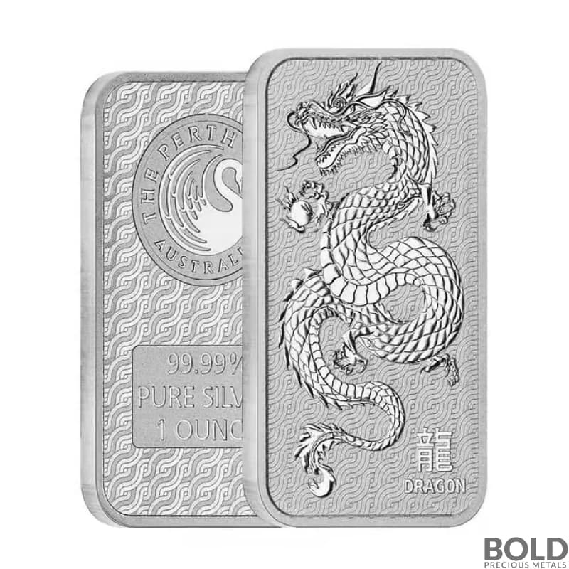 1 oz Perth Dragon Silver Bar