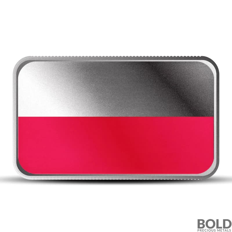 1 oz Poland Country Flag Silver Bar (Colored)