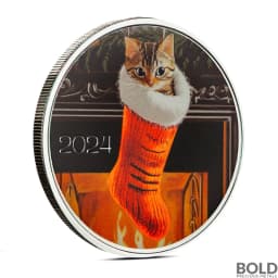1 oz Purrfect Stocking Stuffer Silver Round (Color)