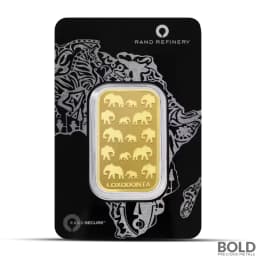 1 oz Rand Refinery Elephant Gold Bar (Black Assay)