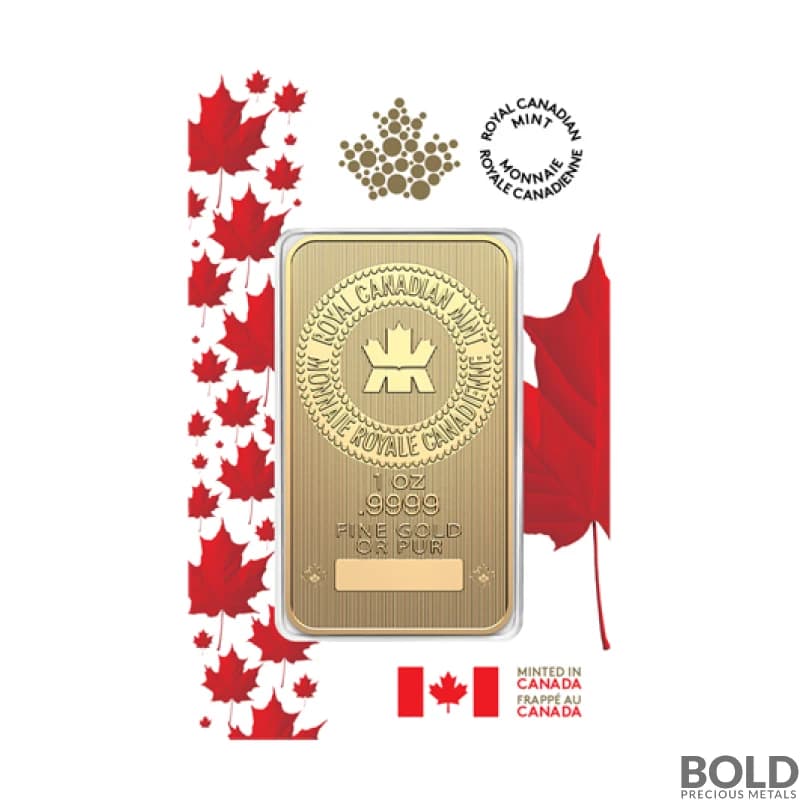 1 oz Royal Canadian Mint (RCM) .9999 Fine Gold Bar (Proudly Canadian Assay)