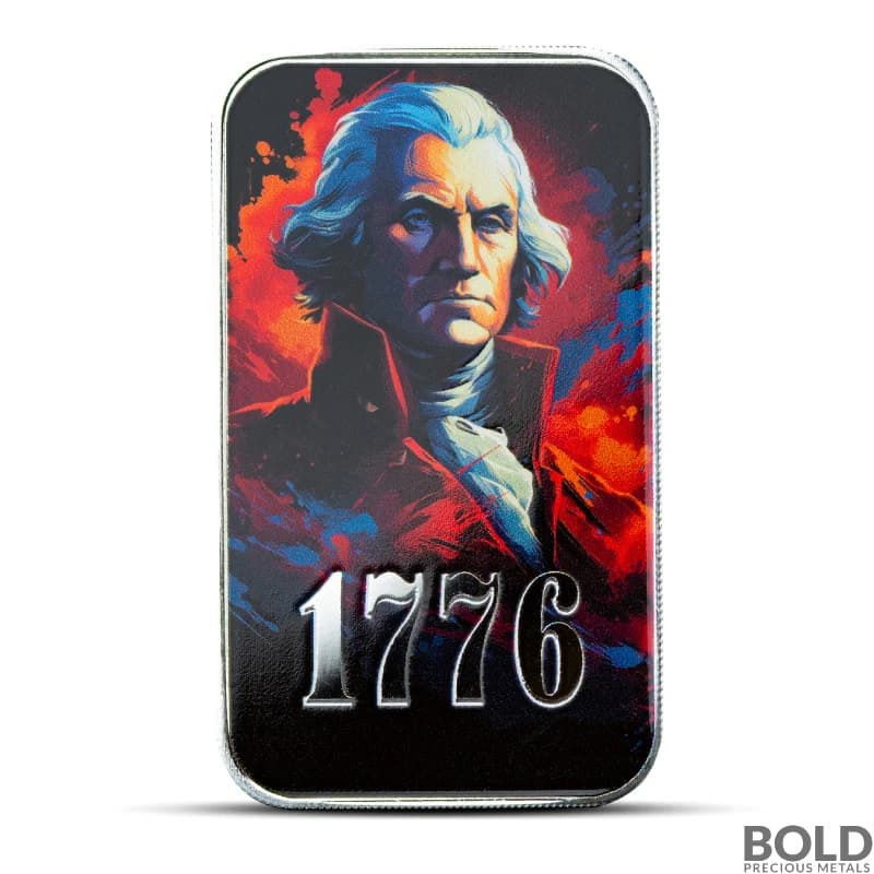1 oz Scottsdale Patriotic 1776 Washington Silver Bar (Color)