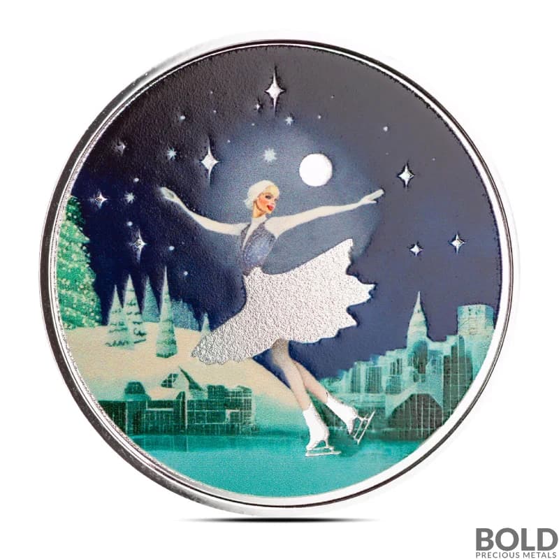 1 oz Solo Ice Skater Silver Round (Color)