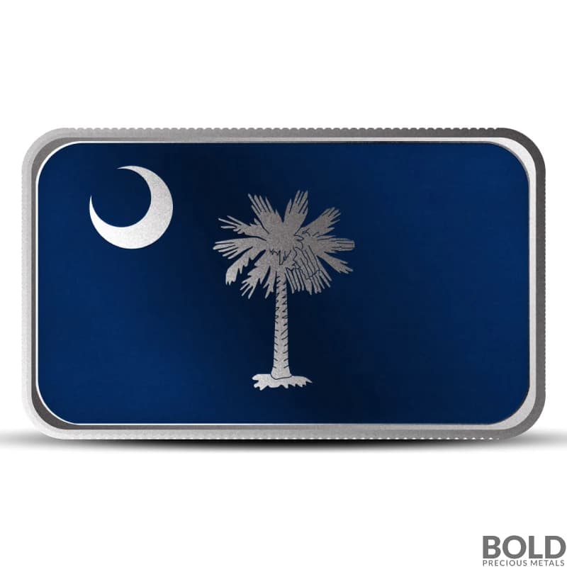 1 oz Alabama State Flag Silver Colored Bar
