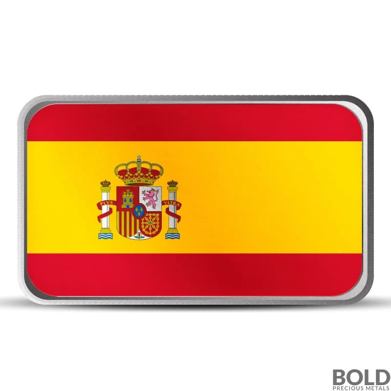 1 oz Spain Country Flag Silver Bar (Colored)