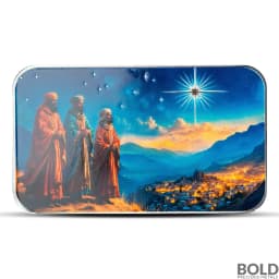 1 oz The Three Wise Men’s Journey to Bethlehem Silver Bar (Color)