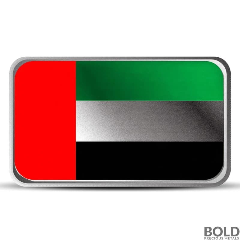 1 oz United Arab Emirates Country Flag Silver Bar (Colored)