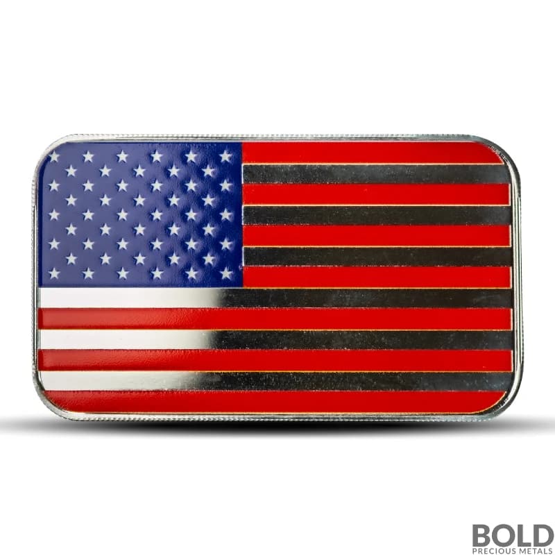 1 oz United States of America Country Flag Silver Bar (Colored)