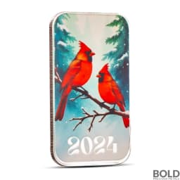 1 oz Winter Cardinals Silver Bar (Color)