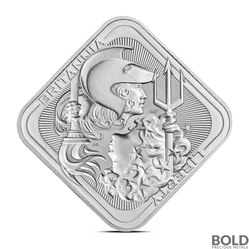 10 oz British Britannia and Liberty .9999 Silver Bar (BU)