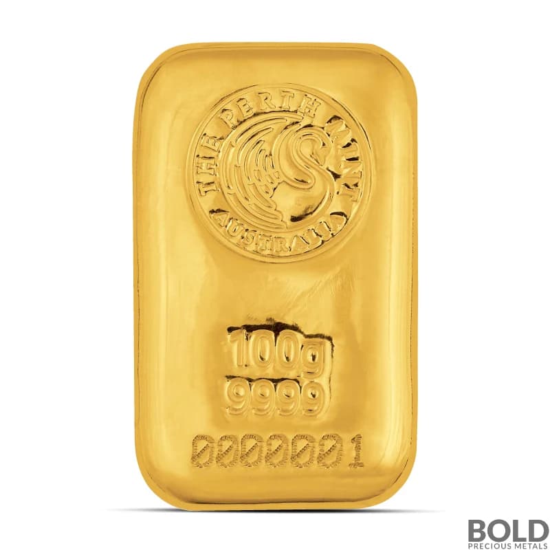 100 Gram Perth Gold Cast Bar