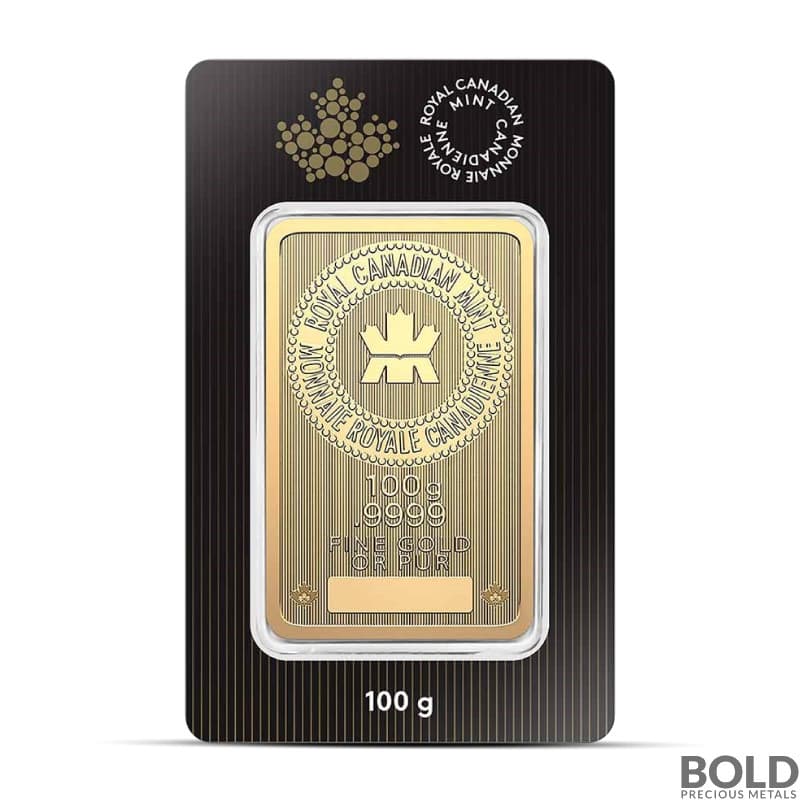 100 Gram Royal Canadian Mint (RCM) Gold Bar
