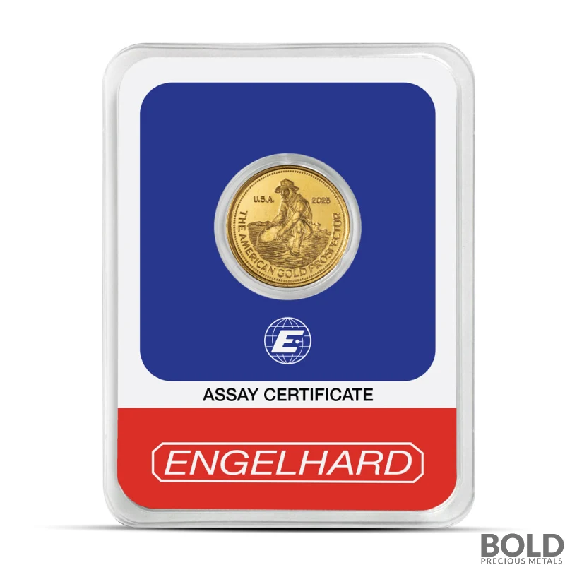 1/10 oz Engelhard Prospector Gold Round (New w/ Assay)
