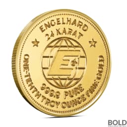 1/10 oz Engelhard Prospector Gold Round (New w/ Assay)