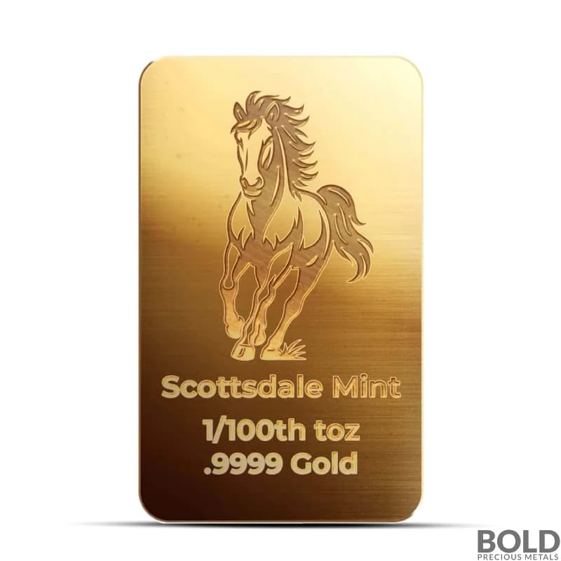 1/100 oz Scottsdale Mint Horse Gold Bar