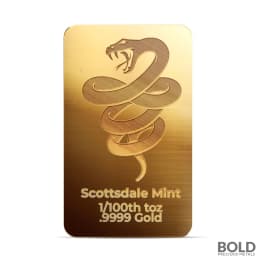 1/100 oz Scottsdale Mint Snake Gold Bar