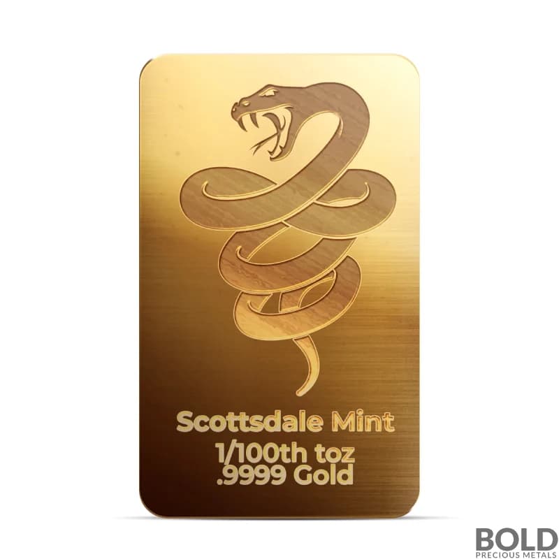 1/100 oz Scottsdale Mint Snake Gold Bar