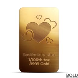 1/100th oz Valentine’s Day Hearts Gold Bar