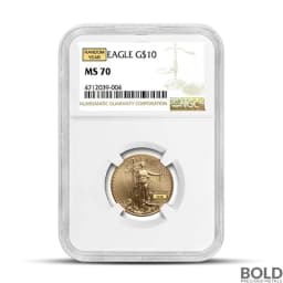 1/4 oz America Gold Eagle MS70 Coin (Random, NGC or PCGS)