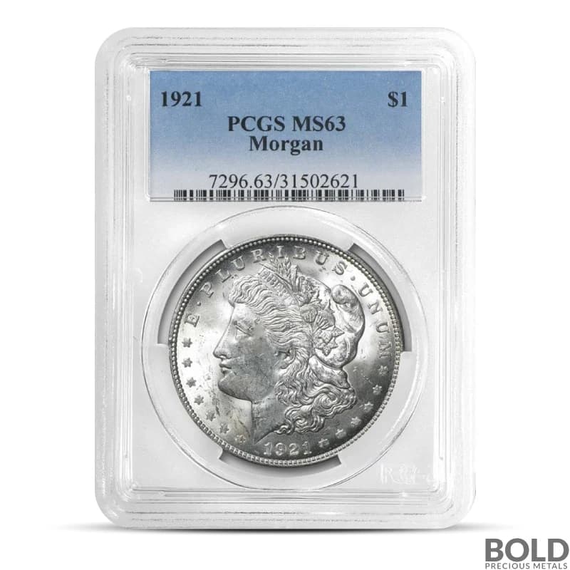 1921 Morgan Silver Dollar (MS63, PCGS)